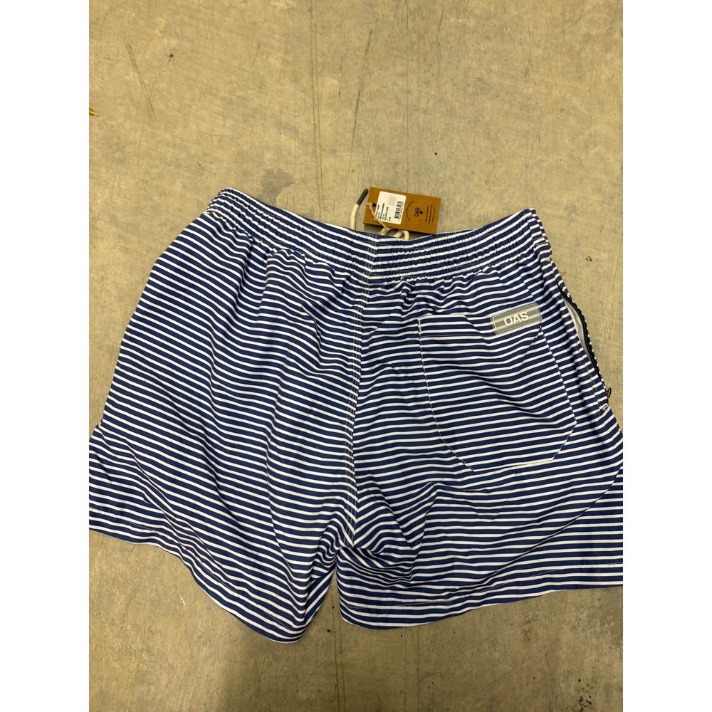 OAS Company Striped Swim Trunks Mens Size L Busy Blue Swimwear Shorts - Picture 2 of 3